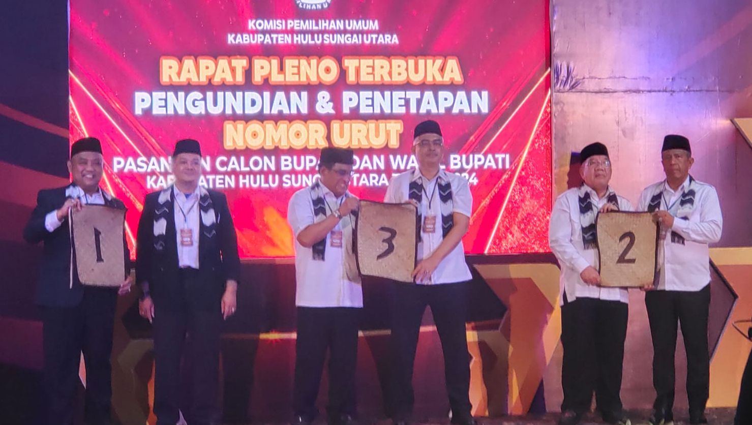 KPU Tetapkan Nomor Urut Paslon Bupati – Wakil Bupati HSU Periode 2024 – 2029