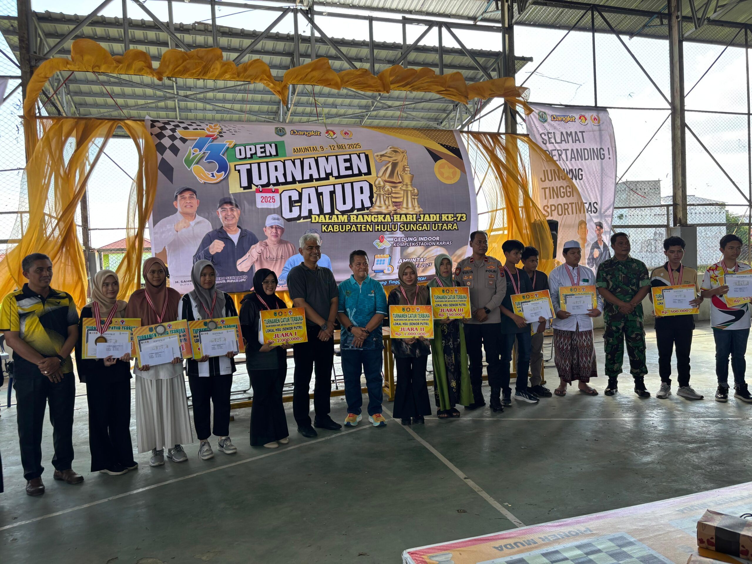 Polres HSU Sabet Dua Gelar Juara, Warnai Turnamen Catur Terbuka Hari Jadi ke-73 HSU