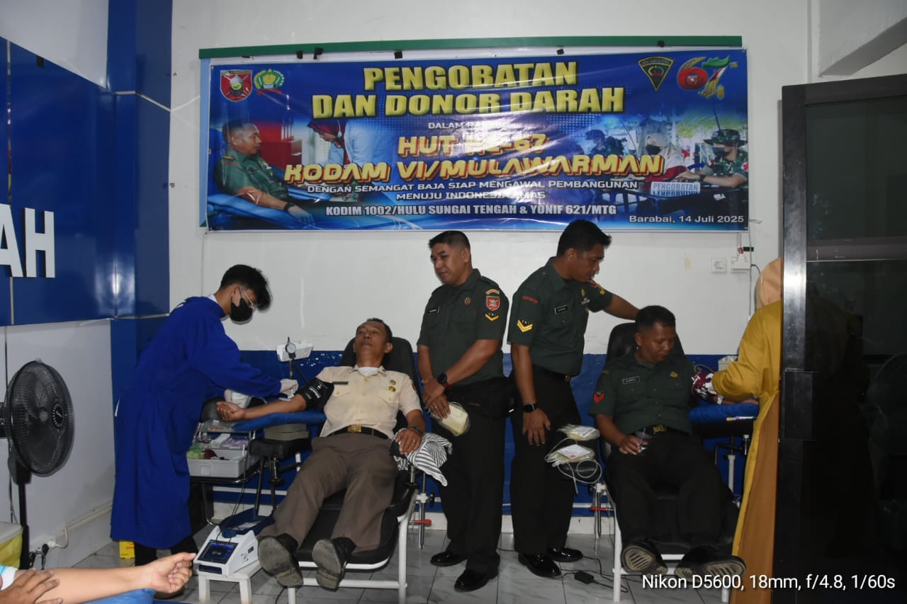 Kodim 1002/HST Gelar Donor Darah, Wujudkan Kepedulian di HUT Kodam VI/Mulawarman