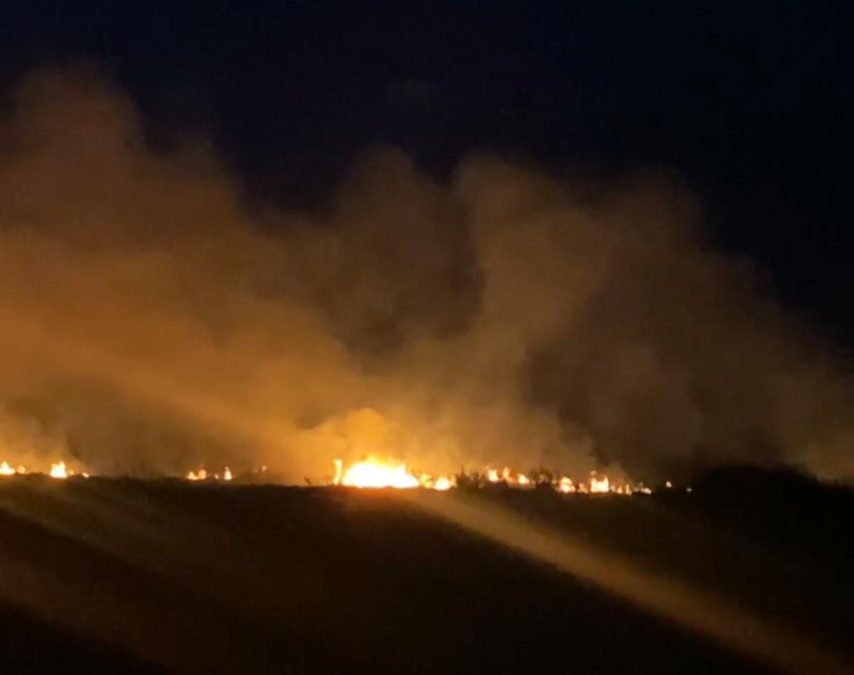 Kebakaran Lahan di Sungai Buluh HST, Api Cukup Besar dan Dekat Pemukiman Warga