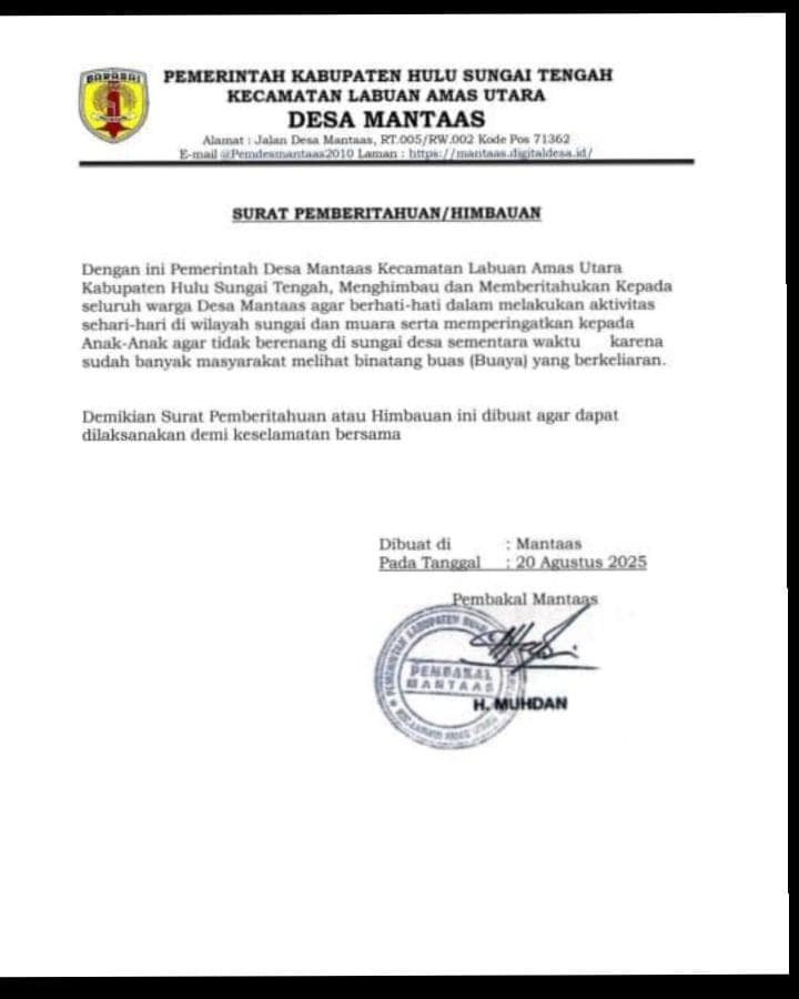 Warga Desa Mantaas Gempar, Buaya Terlihat Berkali-kali di Sungai