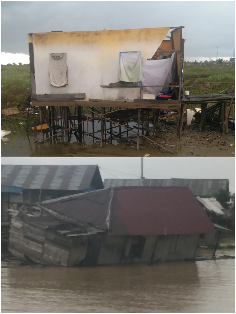 Diterjang Angin Kencang, Gedung Olahraga Desa Tungkup Roboh dan Tiga Rumah di Sungai Buluh Rusak