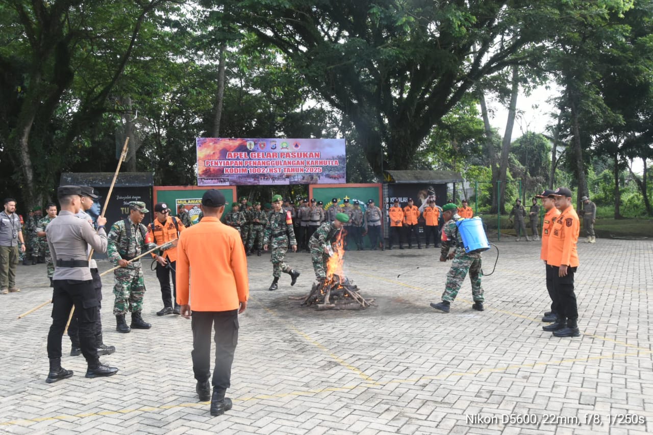 Kodim 1002/HST Gelar Apel Siaga Hadapi Ancaman Karhutla