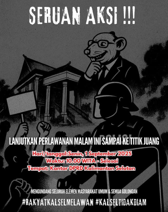 Aliansi Kalsel Melawan Siapkan Aksi di DPRD, Tuntut Reformasi DPR Hingga Kapolri Lengser
